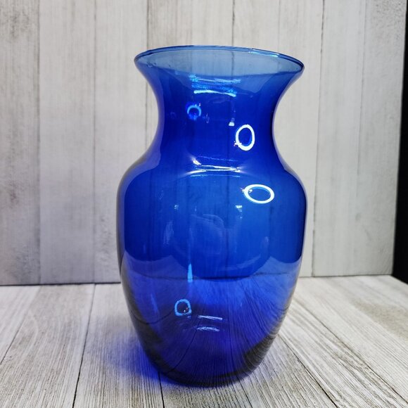 Vintage Indiana Glass Cobalt Blue Vase Optic Pattern 8'' Tall Decorative - Picture 2 of 8